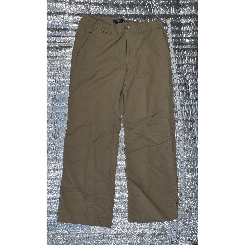 Lauren Ralph Lauren Sanderson Tan Wool Blend Straight Leg Trousers Pants Size 12